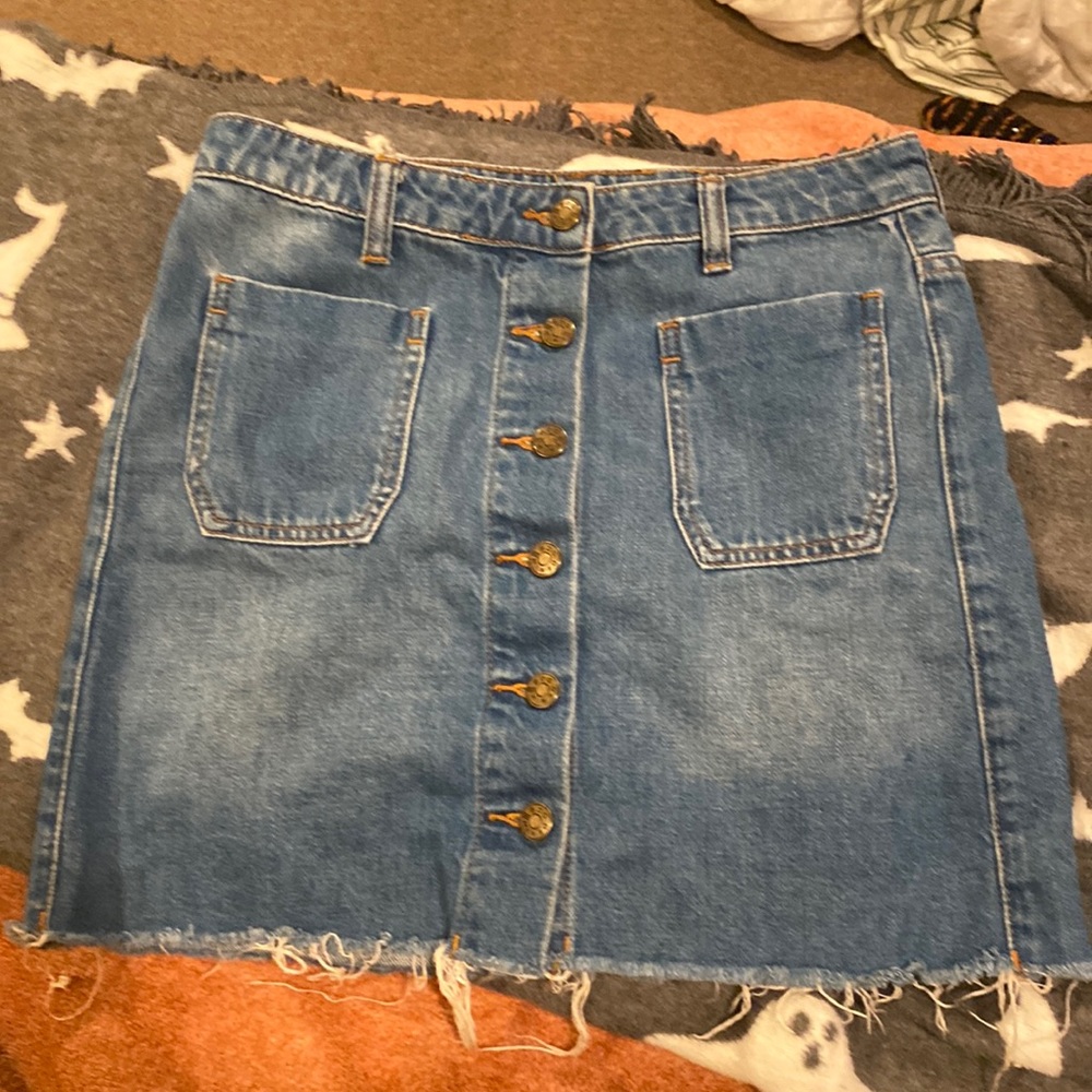 BDG button up denim skirt